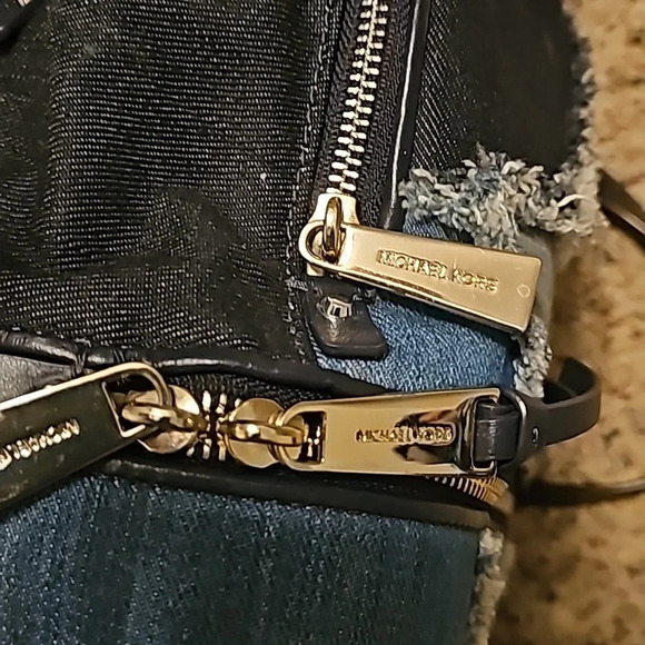 Michael Kors Rhea Medium Frayed Denim Backpack - Picture 2 of 6